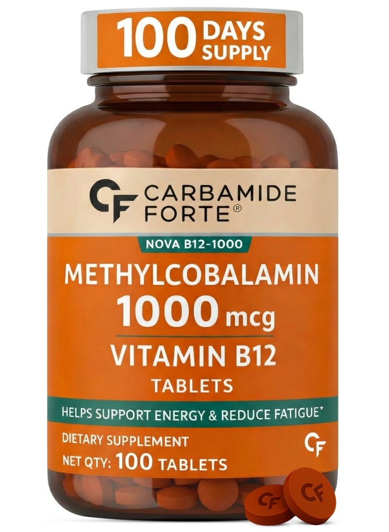 Carbamide Forte Vitamin B12 Tablets 1000mcg -Active form of Methylcobalamin Vitamin B12 Supplements for Men & Women- 100 Veg Tablets - Image 1